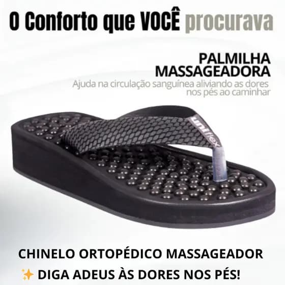 Chinelo ortopédico massageador, Chinelo para fascite plantar, Chinelo para Esporão, Viva sem Dores