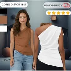 Blusa Feminina Elegante Mula Manca Assimétrica Casual Ombro Único Com Franzido
