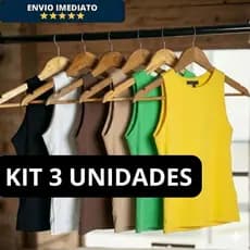 KIT 3 Regata Blusinha Feminina Suplex Duplo Básica Elegante Blogeira Tendencia Moda Leve Confortavel