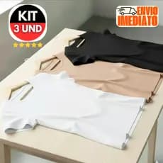 kit 3 Blusa de Manguinha Básica Feminina Premium Compressão