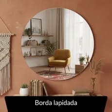 Espelho de Vidro Redondo Lapidado - com Led/Sem Led/Sala/Banheiro/Quarto