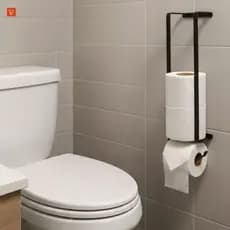 Suporte Porta Papel Higiênico Parede Preto/Dourado P/4 rolos top