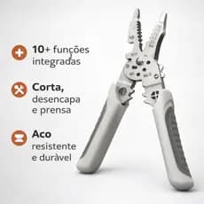 Alicate Decapador de Fios Multifuncional 3 em 1 Corte Crimpagem e Desencape Aço Resistente 48HRC Profissional