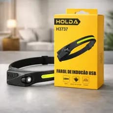 Farol de Indução lanterna de Cabeça USB type c Recarregável Led Potente Profissional