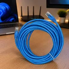 Cabo de Rede CAT6 RJ45 5 Metros Azul Patch Cord Internet Gigabit Alta Velocidade para Roteador PC Notebook Switch Modem