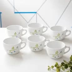 Conjunto 6 Xícaras Com Detalhes Na Cor Branco Xícaras Para Tomar Café e Chá Conjunto Com 6 Xícaras e