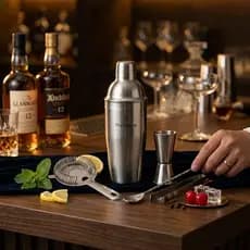 Kit Bar Coqueteleira Profissional 5 Peças Kit Coqueteleira Para Fazer Drinks e Coquetéis Cinco Peças