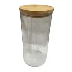 Pote Vidro Borossilicato Grande Tampa Bambu Hermetico Reservatorio Cozinha 14 Litros