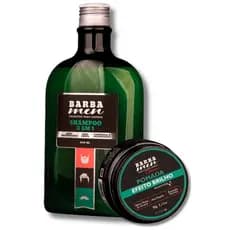 Kit Barba Modelada - Shampoo 2 em 1 - 500ml + Pomada Premium - 90g (Efeito Seco ou Efeito Brilho)