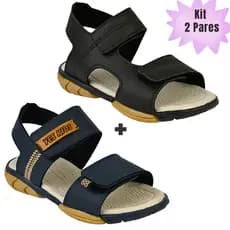 Kit 02 Pares Papete Infantil Menino Sandália Masculina Solado Leve Flexível Antiderrapante