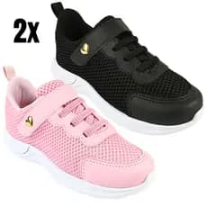 Kit 2 Pares Tênis Infantil Menina Sapato Escolar Feminino Confortável e Resistente