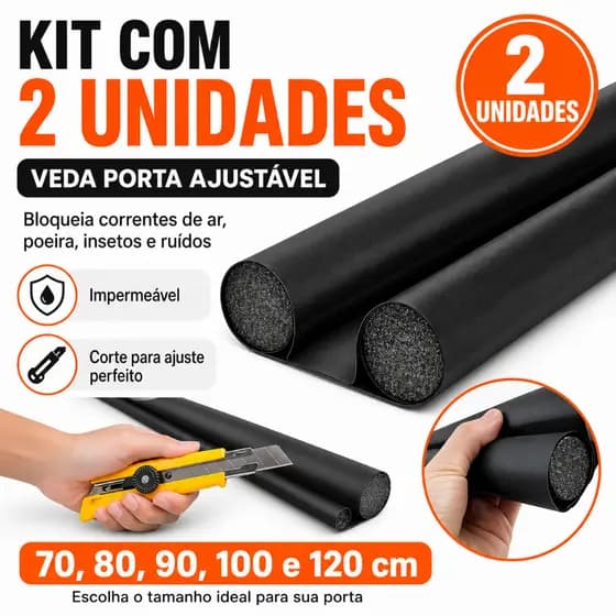 Kit 2 Unidades Veda Porta Rolinho Ajustável Protetor Impermeável 70 80 90 100 120 cm Contra Poeira e Insetos