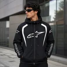 Jaqueta Corta Vento Masculina Estilo Motociclista Com capuz Ziper e Bolso Otima Qualidade