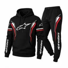 Lançamento Exclusivo Conjunto Moletom Masculino Estampado Motoqueiro Estiloso Moderno Casaco Unissex Grosso Flanelad