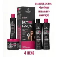 Kit Profissional Pós Química Liso com Força Shampoo Condicionador Hidratação & Brilho - 4 itens