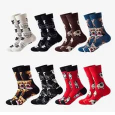 Novas meias de algodão de cano alto e na moda, série de animais (gato e cachorro), meias femininas, meias masculinas, sé