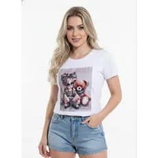 BLUSA FEMININA VICOLYCRA TAMANHO G COM ESTAMPA DE LABUBO