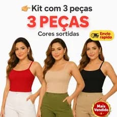 Kit 2 ou 3 Regatinhas Femininas com Bojo | Alcinha Canelada, Conforto e Estilo, Novas Cores 2026