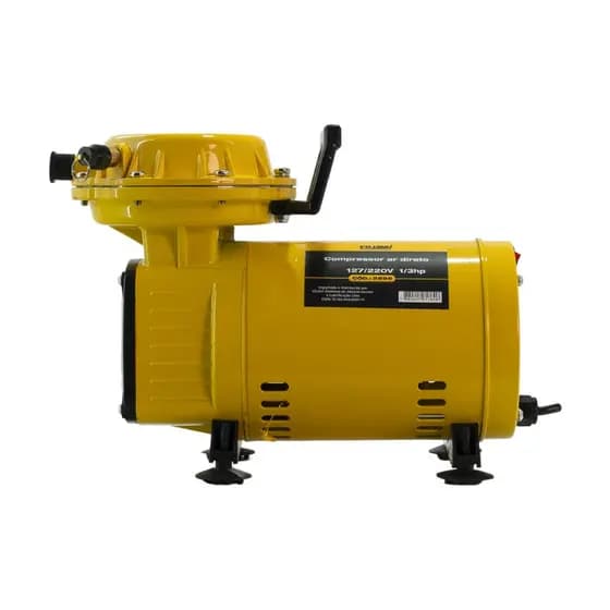 Compressor De Ar Direto 1/3Hp 245W Portátil Bivolt 40 PSI 65L/min