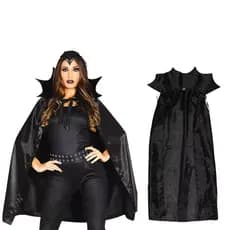 Fantasia Malévola Adulto Carnaval Halloween Bruxa Festa Capa Cetim
