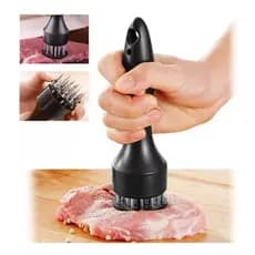 Amaciador Batedor De Carne Bife Com Furador Manual Aço Inox