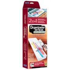 Organizador Para 11 Facas 2 Em 1 Plástico ABS Branco Gaveta Balcão Bancada Único Lig Brin