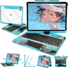 Capa Rotação 360°para iPad 11ª (A16)/10ª (10,9 ")/9ª/8ª/7ª/Air 11/Air 6/Air 7 Com Abnt2 Teclado