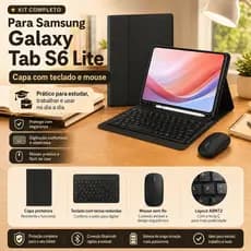 Capa Com Teclado Abnt2 (E Tecla Ç) E Mouse Para Samsung Galaxy Tab S6 Lite – Modelos P615, P620, P625