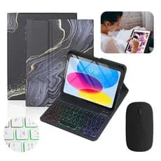 Capa+Abnt2 Teclado Iluminado + Mouse Para Xiaomi Redmi SE / Redmi Pad 2/ Ipad 11ª（A16）/10ª（10.9"）/9ª/8ª/Air11/Air6/Air5