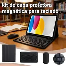 Capa Com Teclado Bluetooth Abnt2 Para Xiaomi Redmi Pad Se (11") / Redmi Pad 2 E Mouse Sem Fio (Com Tecla "Ç")