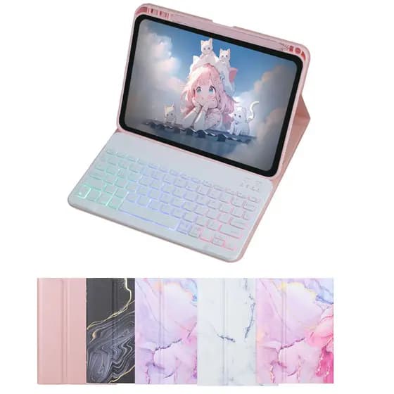 Capa Para Xiaomi Redmi Pad SE 11/Pad 2 11" / Samsung Tab A11+/A9+ 11"/ iPad 9ª C/ Abnt2 Teclado  Iluminado(e "Ç")+Mouse