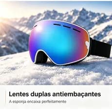 Óculos de Esqui e Snowboard Dupla Camada Antiembaçante UV – Proteção Contra Vento, Poeira e Radiação