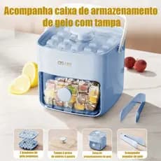 Forma de Gelo 48 Cubos Pressionável Dupla Camada com Tampa e Pinça