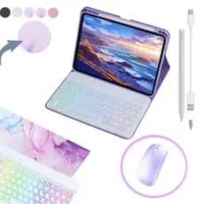 Capa+Abnt2 Teclado Iluminado+Mouse+Caneta Stylus Para Redmi SE / Redmi Pad 2/ Ipad 11ª（A16）/10ª（10.9"）/9ª/8ª/Air11/Air5