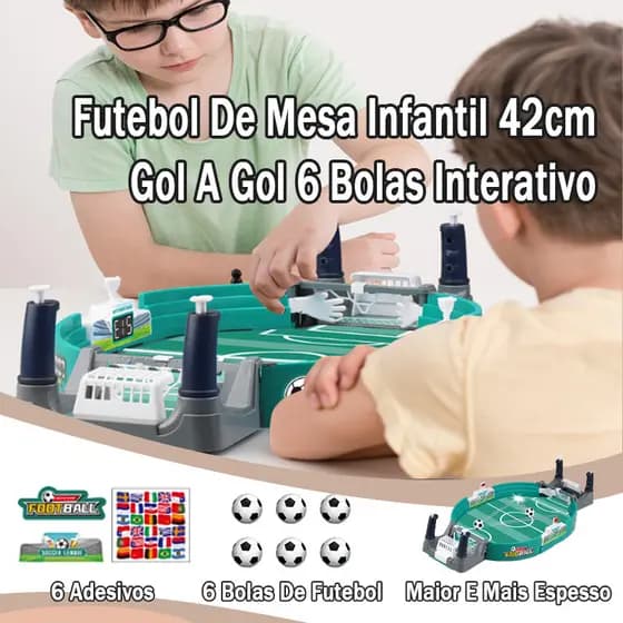 Futebol de Mesa Infantil 42cm com 6 Bolas - Presente Perfeito para Crianças, Diversão em Família, Jogo Gol a Gol