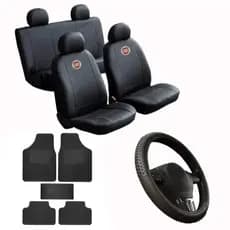 Kit Capa De Banco Couro Automotivo 5 Peças + Capa De Volante Idea, Linea, Palio