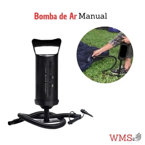 Bomba de Ar Manual Portátil para Piscina Boia e Colchão Inflável Cor Preta UNIDADE
