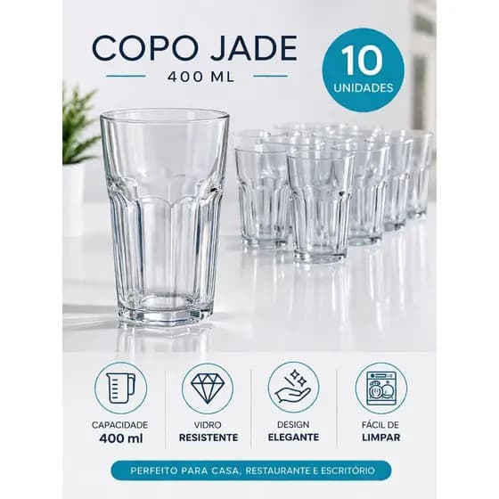 COPO 400 ML / VIDRO GROSSO / DRINK REFRIGERANTE SUCO ÁGUA CASA RESTAURANTE BAR