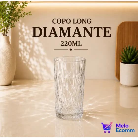 COPO LONG DRINK DIAMANTE 220 ML / KIT 6 UNIDADES / COPO GROSSO