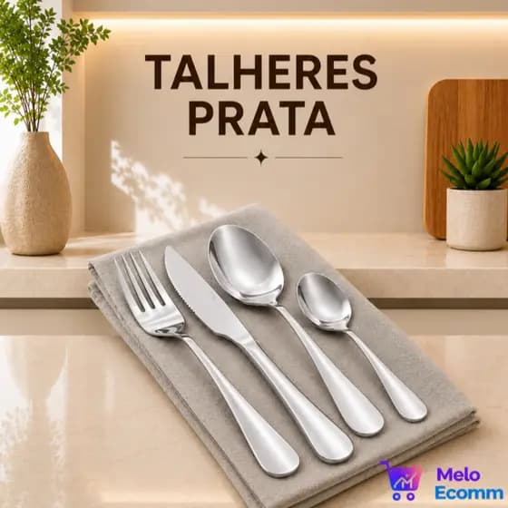 Faqueiro Prata 24 Peças Aço Inox Luxo Premium Jogo Talheres Lyor Inoxidável Resistente