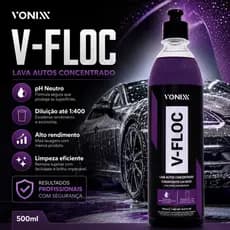 Shampoo V-floc 500ml Neutro Vonixx Espuma Limpeza Automotiva