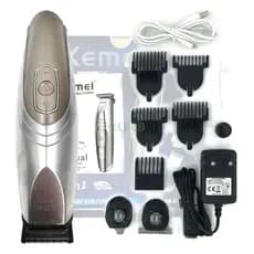 Máquina Acabamento Kemei 2714 Corte Cabelo 3 Em 1 Visor Led Cor Prateado