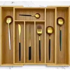 Porta Talheres Gaveta Bambu 7divisórias Extensível Ajustável