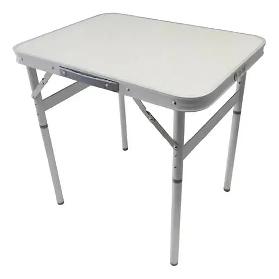 Mesa Dobrável Alumínio MDF 60x45 Camping Vira Maleta Branco