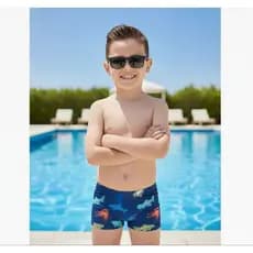 Sunga Boxer Infantil Juvenil Criança Proteção Uv+ Praia Nataçao Short Cueca Sunguinha Lisa Estampada