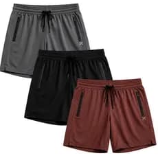 Kit 3 Bermudas Fitness Masculina Premium Dry Fit Com Bolsos Zíper Academia Treino Confortavel