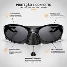 Óculos de Sol Esportivo com Narigueira Removível | Leve e Confortável