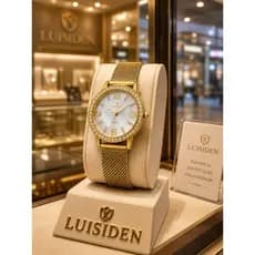 Relógio Feminino Dourado Luxo Pulseira Magnética Strass Elegante