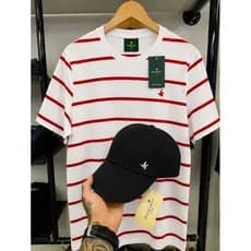Kit Camiseta Listrada Masculina Premium + Boné Aba Curva Ajustável Casual Confortável