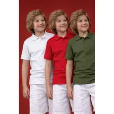 Kit C/2 Camisetas Gola Polo Verão Juvenil Manga Curta Tamanho 01 ao 14 Menino